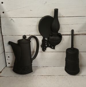 Vintage Cast Aluminum Set of 3 Wall Hangings Black Rustic Decor Teapot Churn